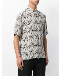 Мужская бежевая рубашка с коротким рукавом с принтом от Versace Collection