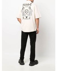 Мужская бежевая рубашка с коротким рукавом с принтом от Just Cavalli