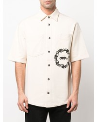 Мужская бежевая рубашка с коротким рукавом с принтом от Just Cavalli