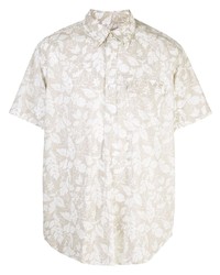 Мужская бежевая рубашка с коротким рукавом с цветочным принтом от Engineered Garments