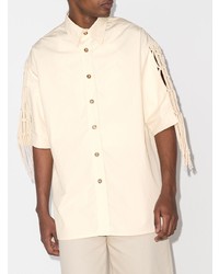 Мужская бежевая рубашка с коротким рукавом от Nanushka