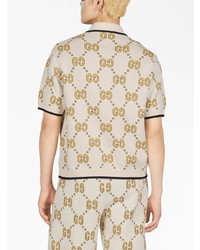 Мужская бежевая рубашка с коротким рукавом от Gucci