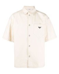 Мужская бежевая рубашка с коротким рукавом от Prada