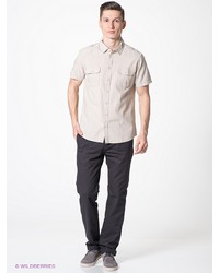 Мужская бежевая рубашка с коротким рукавом от Sela