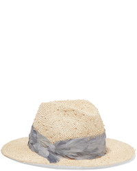 Женская бежевая соломенная шляпа от Eugenia Kim