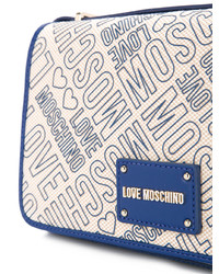 Бежевая сумка через плечо из плотной ткани с принтом от Love Moschino