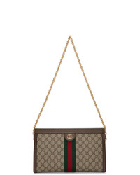 Бежевая сумка через плечо из плотной ткани от Gucci