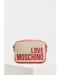 Бежевая сумка через плечо из плотной ткани от Love Moschino