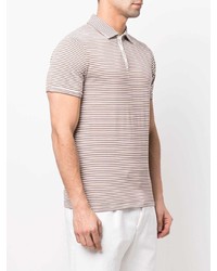 Мужская бежевая футболка-поло в горизонтальную полоску от Aspesi