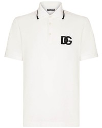Мужская бежевая футболка-поло с вышивкой от Dolce & Gabbana