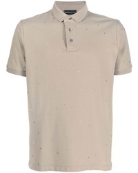 Мужская бежевая футболка-поло с вышивкой от Emporio Armani