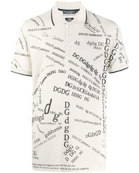 Мужская бежевая футболка-поло с принтом от Dolce & Gabbana