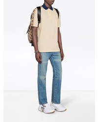 Мужская бежевая футболка-поло от Gucci