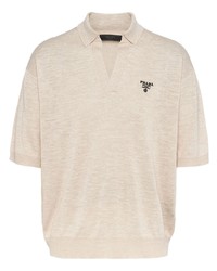 Мужская бежевая футболка-поло от Prada