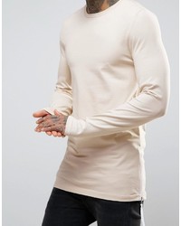 Мужская бежевая футболка с длинным рукавом от Asos
