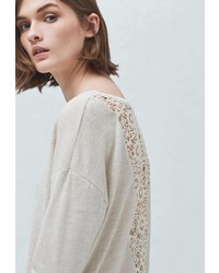 Женская бежевая футболка с длинным рукавом от Mango