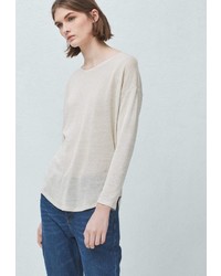 Женская бежевая футболка с длинным рукавом от Mango