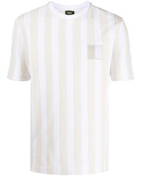 Мужская бежевая футболка с круглым вырезом в вертикальную полоску от Fendi