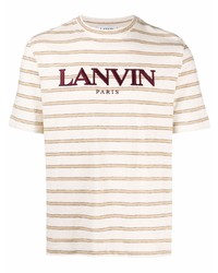 Мужская бежевая футболка с круглым вырезом в горизонтальную полоску от Lanvin