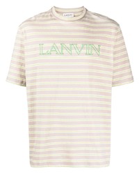 Мужская бежевая футболка с круглым вырезом в горизонтальную полоску от Lanvin