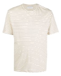 Мужская бежевая футболка с круглым вырезом в горизонтальную полоску от Officine Generale