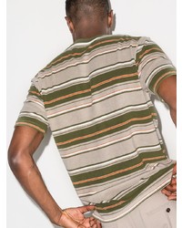 Мужская бежевая футболка с круглым вырезом в горизонтальную полоску от Beams Plus