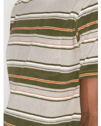 Мужская бежевая футболка с круглым вырезом в горизонтальную полоску от Beams Plus