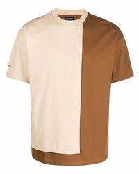 Мужская бежевая футболка с круглым вырезом в стиле пэчворк от Jacquemus