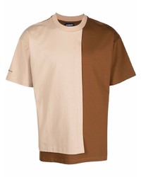 Мужская бежевая футболка с круглым вырезом в стиле пэчворк от Jacquemus