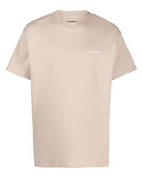 Мужская бежевая футболка с круглым вырезом с вышивкой от Carhartt WIP