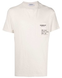 Мужская бежевая футболка с круглым вырезом с вышивкой от Dondup