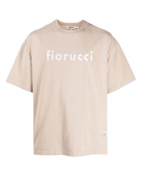 Мужская бежевая футболка с круглым вырезом с вышивкой от Fiorucci