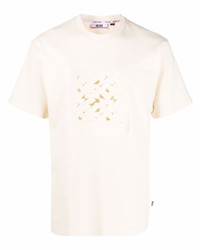 Мужская бежевая футболка с круглым вырезом с вышивкой от Gcds