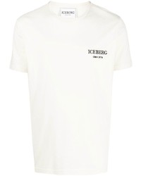 Мужская бежевая футболка с круглым вырезом с вышивкой от Iceberg