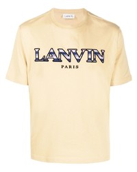 Мужская бежевая футболка с круглым вырезом с вышивкой от Lanvin