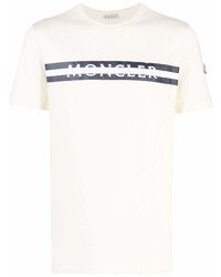 Мужская бежевая футболка с круглым вырезом с вышивкой от Moncler