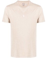 Мужская бежевая футболка с круглым вырезом с вышивкой от Polo Ralph Lauren