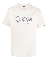 Мужская бежевая футболка с круглым вырезом с вышивкой от SPORT b. by agnès b.