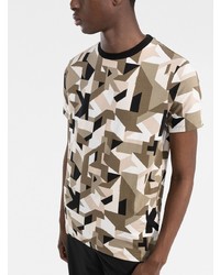Мужская бежевая футболка с круглым вырезом с геометрическим рисунком от Karl Lagerfeld