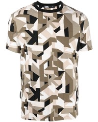 Мужская бежевая футболка с круглым вырезом с геометрическим рисунком от Karl Lagerfeld