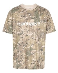 Мужская бежевая футболка с круглым вырезом с камуфляжным принтом от Carhartt WIP