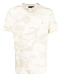 Мужская бежевая футболка с круглым вырезом с камуфляжным принтом от Polo Ralph Lauren