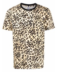Мужская бежевая футболка с круглым вырезом с леопардовым принтом от Moschino