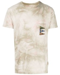Мужская бежевая футболка с круглым вырезом с принтом тай-дай от KAPITAL
