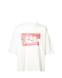 Мужская бежевая футболка с круглым вырезом с принтом от 424