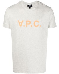 Мужская бежевая футболка с круглым вырезом с принтом от A.P.C.
