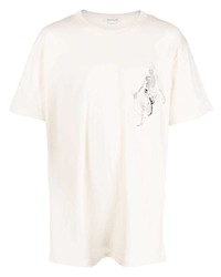 Мужская бежевая футболка с круглым вырезом с принтом от Alexander McQueen