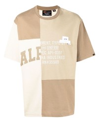 Мужская бежевая футболка с круглым вырезом с принтом от Alpha Industries