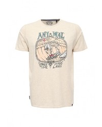Мужская бежевая футболка с круглым вырезом с принтом от Animal