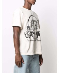 Мужская бежевая футболка с круглым вырезом с принтом от Rhude